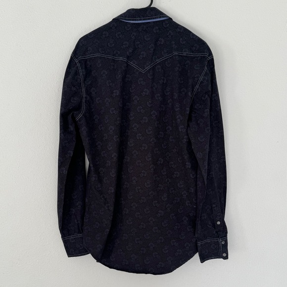 Rock & Roll Cowboy Floral Print Western Shirt Mens Long Sleeve Button Up Black L - Picture 5 of 8